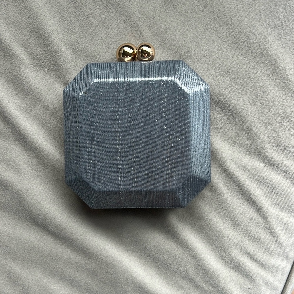 Anthropologie Metallic Blue Box Clutch